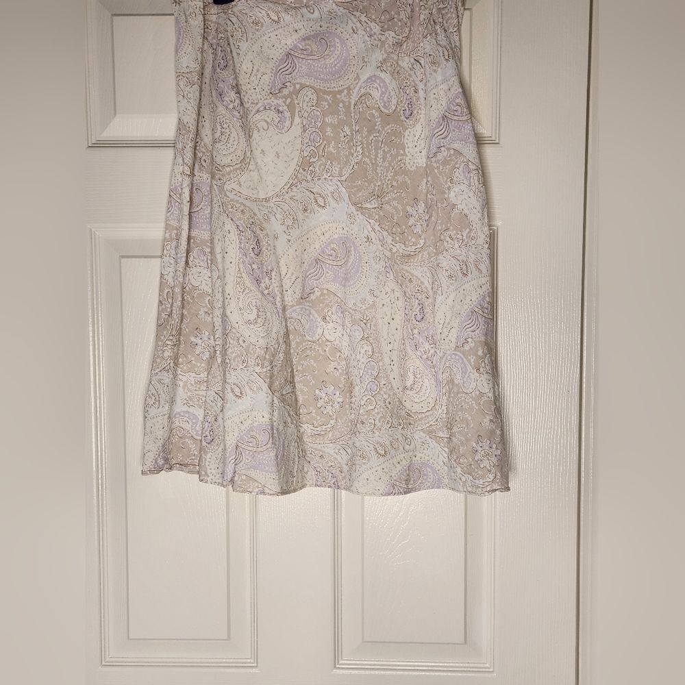 Nine& Company 14 Cream Purple LINEN Blend Paisley Print Women’s Skirt